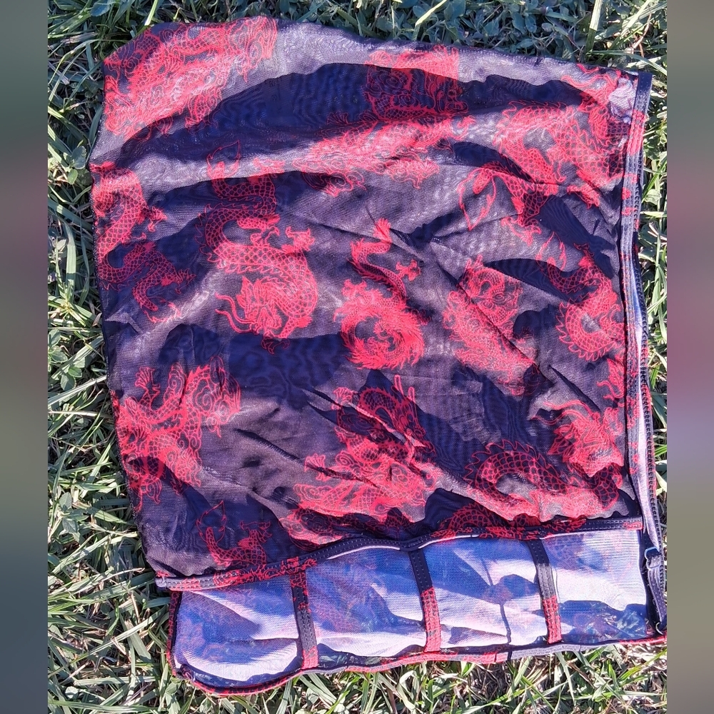 Red and Black Dragon Print Skirt